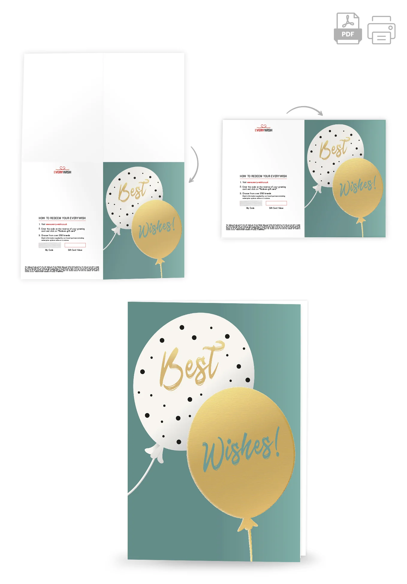 Best Wishes - Balloons Gold - Image 4
